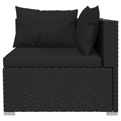 Set Mobili da Giardino 14 pz con Cuscini in Polyrattan Nero