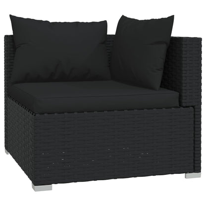 Set Divani da Giardino 13 pz con Cuscini in Polyrattan Nero