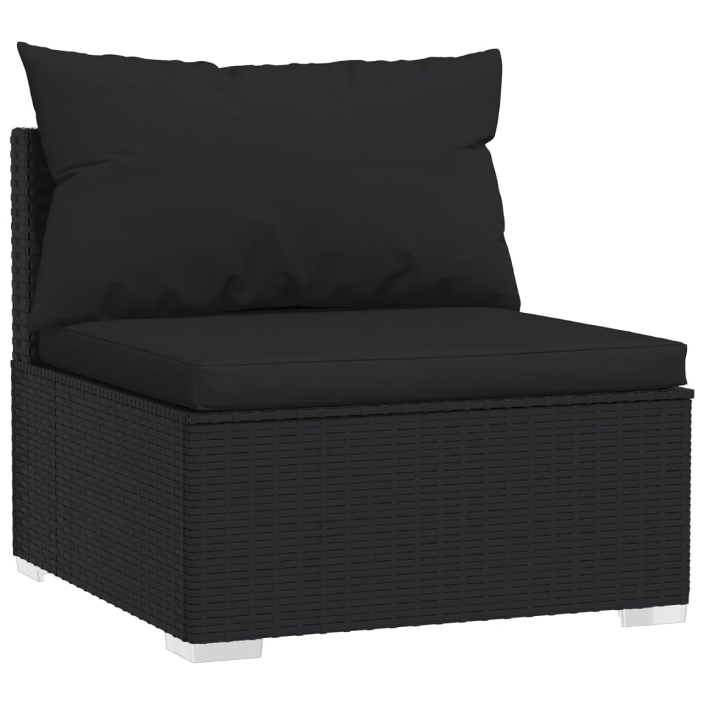 Set Divani da Giardino 13 pz con Cuscini in Polyrattan Nero