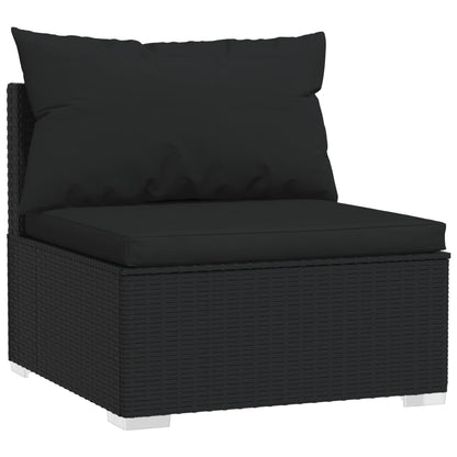 Set Divani da Giardino 13 pz con Cuscini in Polyrattan Nero