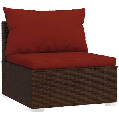 Set Divani da Giardino 13 pz con Cuscini in Polyrattan Marrone