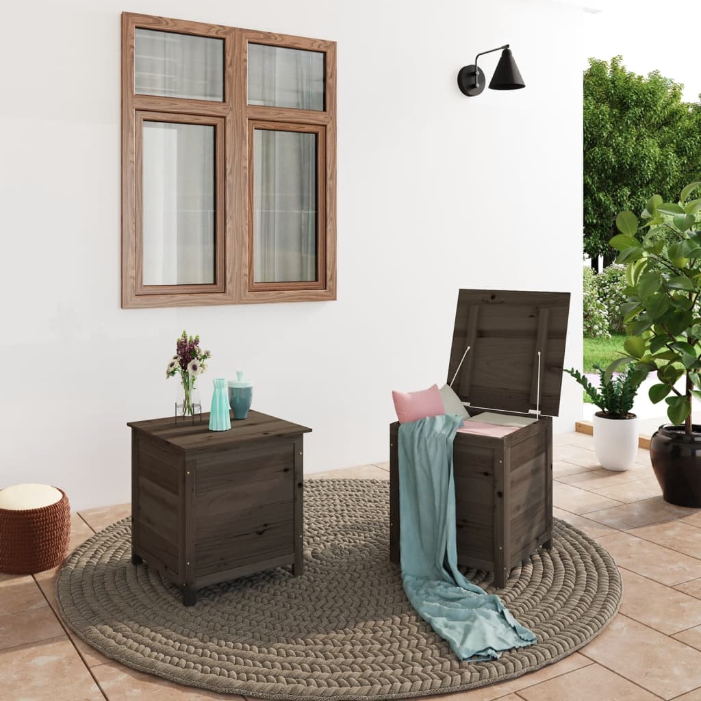 Scatola Cuscini Antracite 50x50x56cm in Legno Massello di Abete