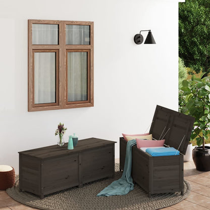 Scatola Cuscini Antracite 150x50x56 cm Legno Massello di Abete