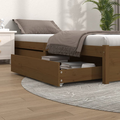 Cassetti per Letto 2pz Marrone Ambra in Legno Massello di Pino