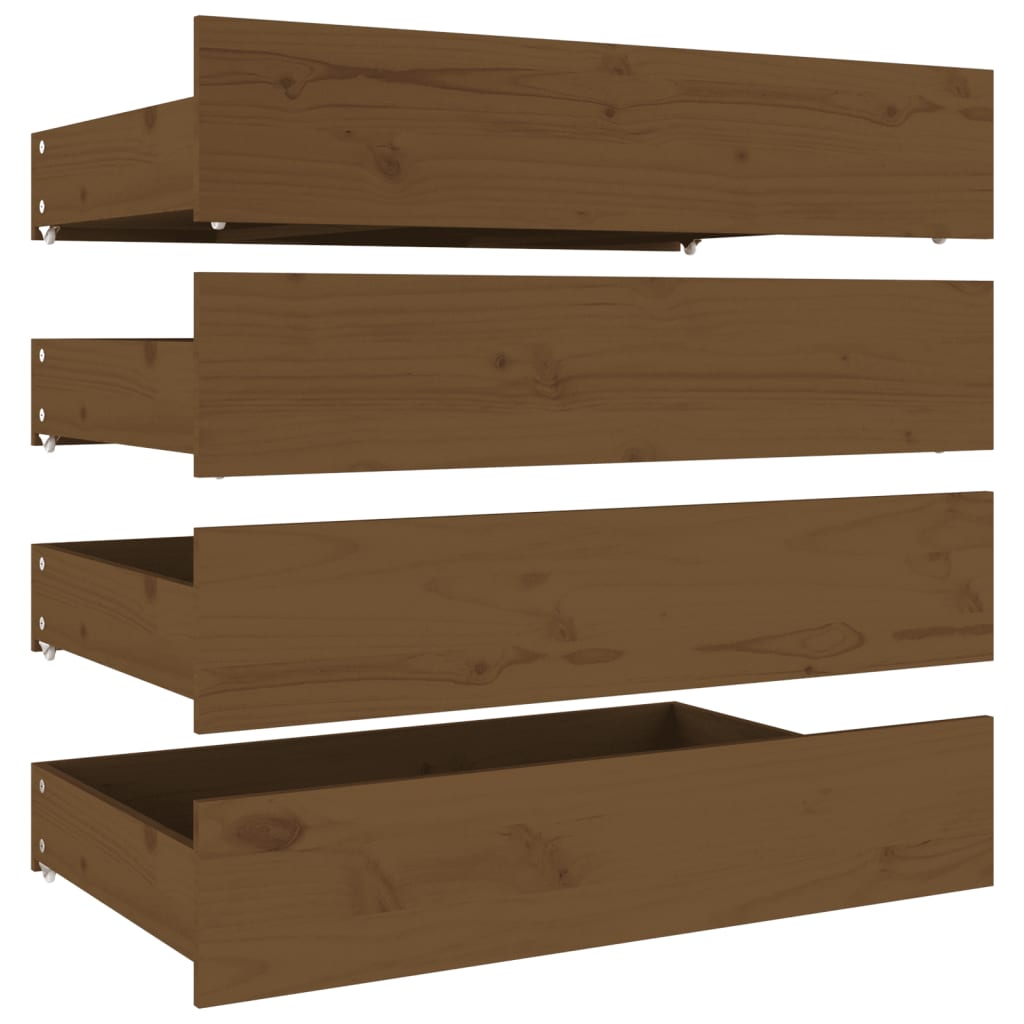Cassetti per Letto 4pz Marrone Ambra in Legno Massello di Pino
