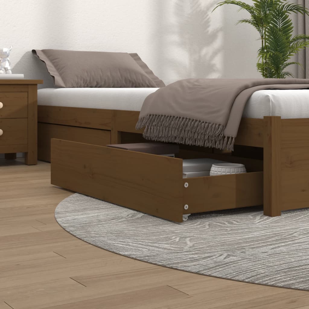 Cassetti per Letto 4pz Marrone Ambra in Legno Massello di Pino