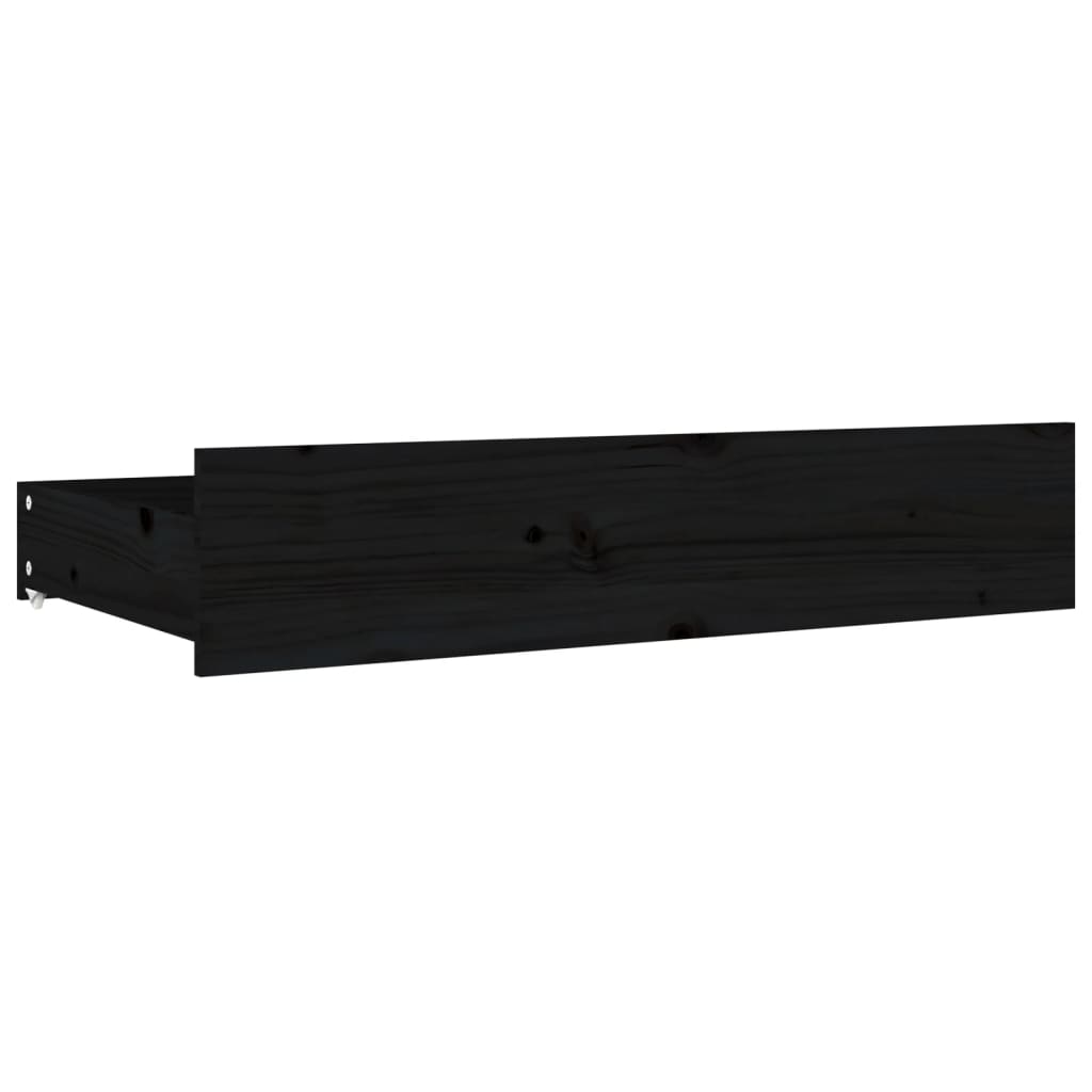 Cassettoni da Letto 4 pz in Legno Massello di Pino Nero
