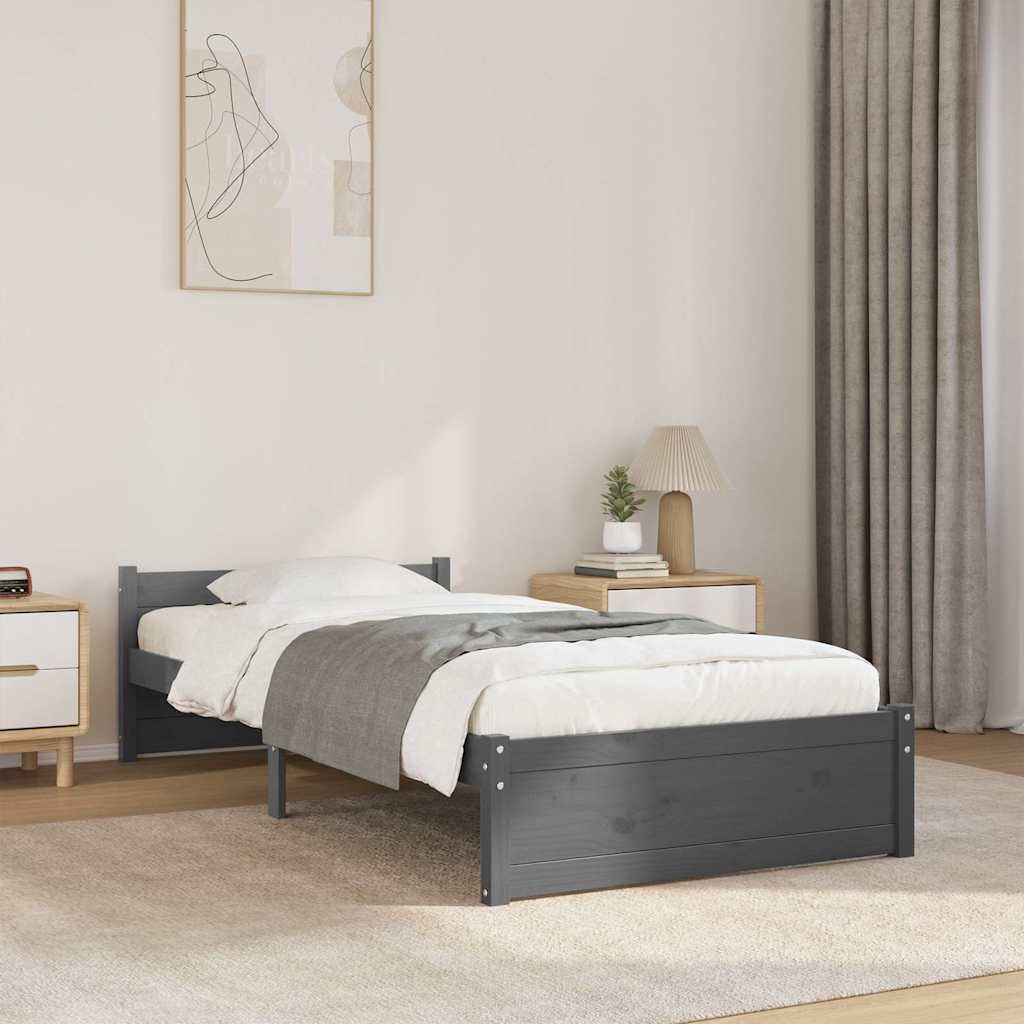 Giroletto in Legno Massello Grigio 75x190 cm Small Single