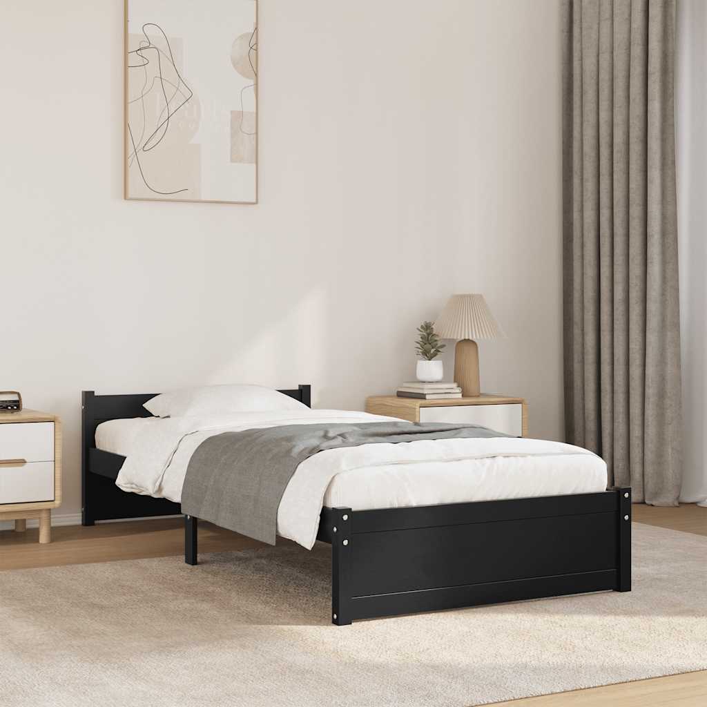 Giroletto Nero in Legno Massello 90x190 cm Single