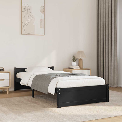 Giroletto Nero in Legno Massello 90x190 cm Single