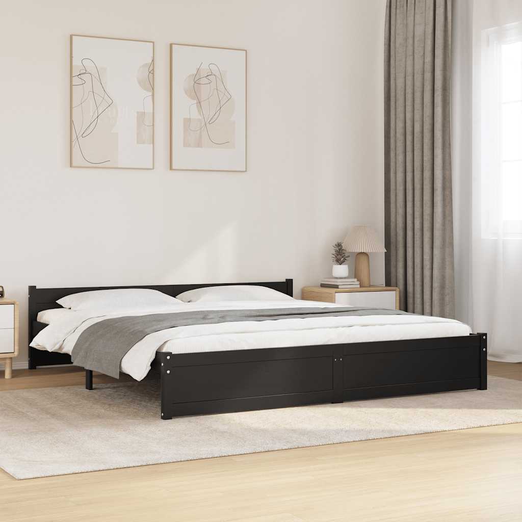 Giroletto Nero in Legno Massello 180x200 cm Super King
