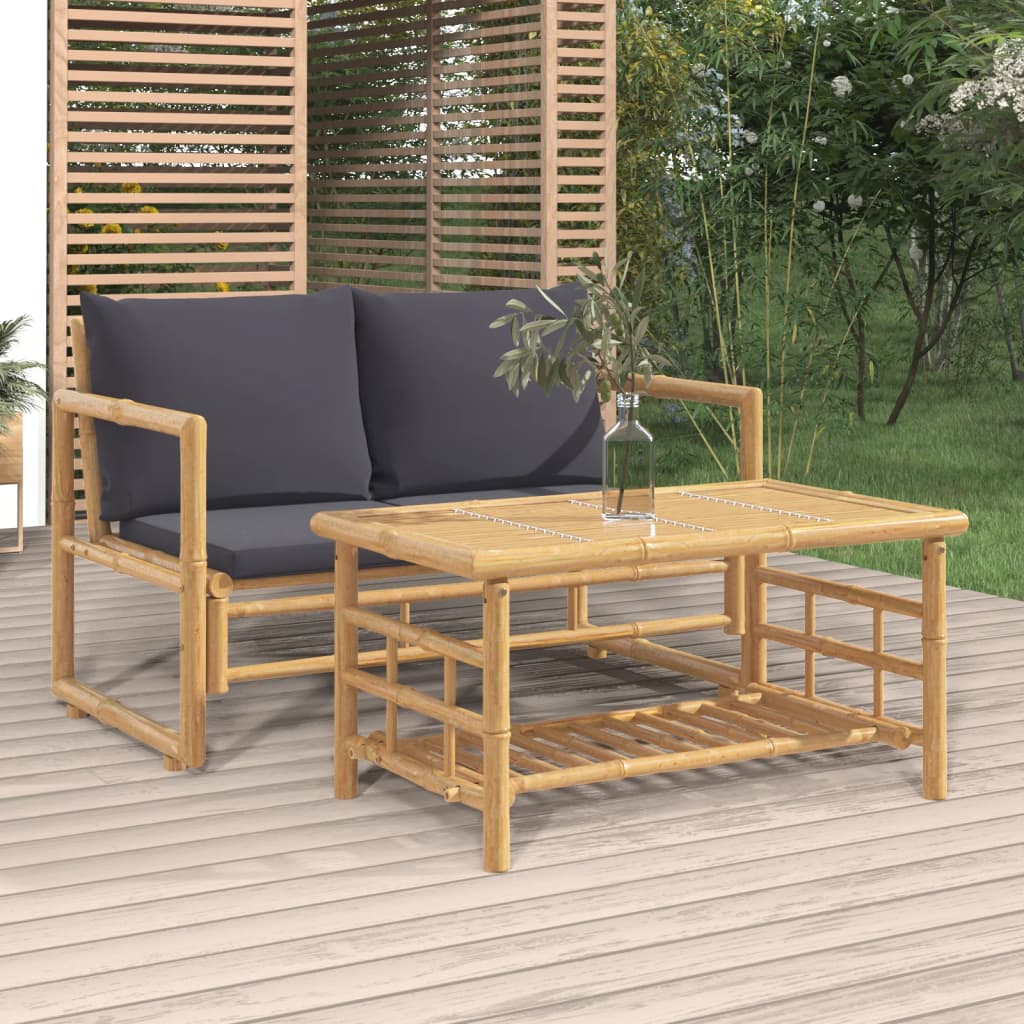 Set Salotto da Giardino 2pz con Cuscini Grigio Scuro BambÃ¹