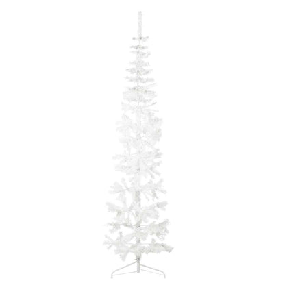 Albero Natale Artificiale Sottile a MetÃ  Supporto Bianco 210 cm