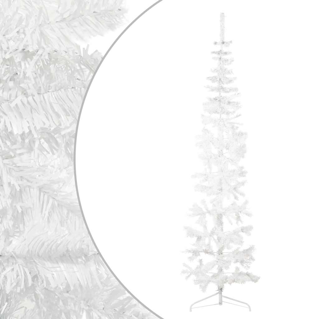 Albero Natale Artificiale Sottile a MetÃ  Supporto Bianco 210 cm