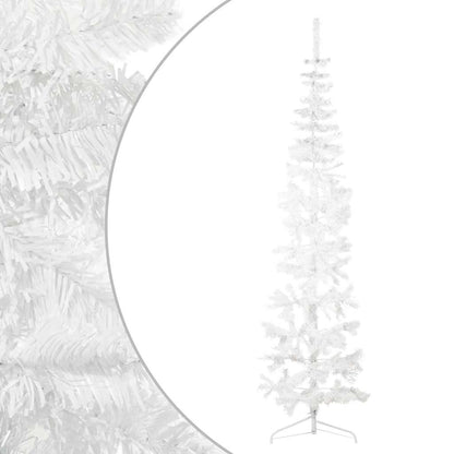 Albero Natale Artificiale Sottile a MetÃ  Supporto Bianco 210 cm