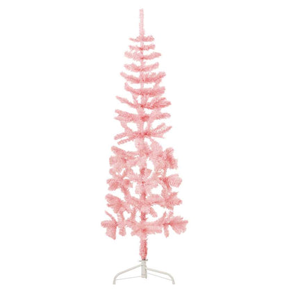 Albero Natale Artificiale Sottile a MetÃ  e Supporto Rosa 120 cm