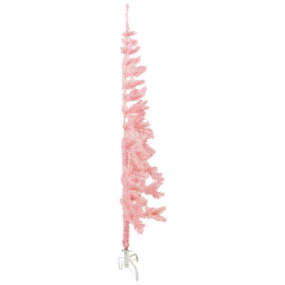 Albero Natale Artificiale Sottile a MetÃ  e Supporto Rosa 150 cm