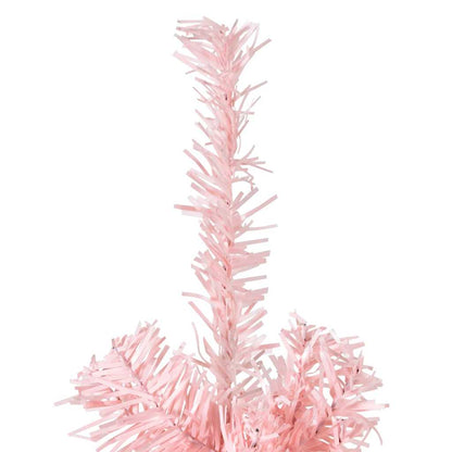 Albero Natale Artificiale Sottile a MetÃ  e Supporto Rosa 210 cm