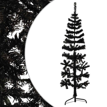 Albero Natale Artificiale Sottile a MetÃ  e Supporto Nero 120 cm
