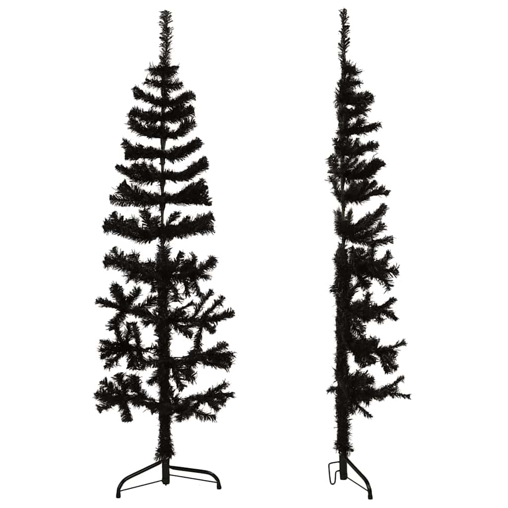 Albero Natale Artificiale Sottile a MetÃ  e Supporto Nero 120 cm