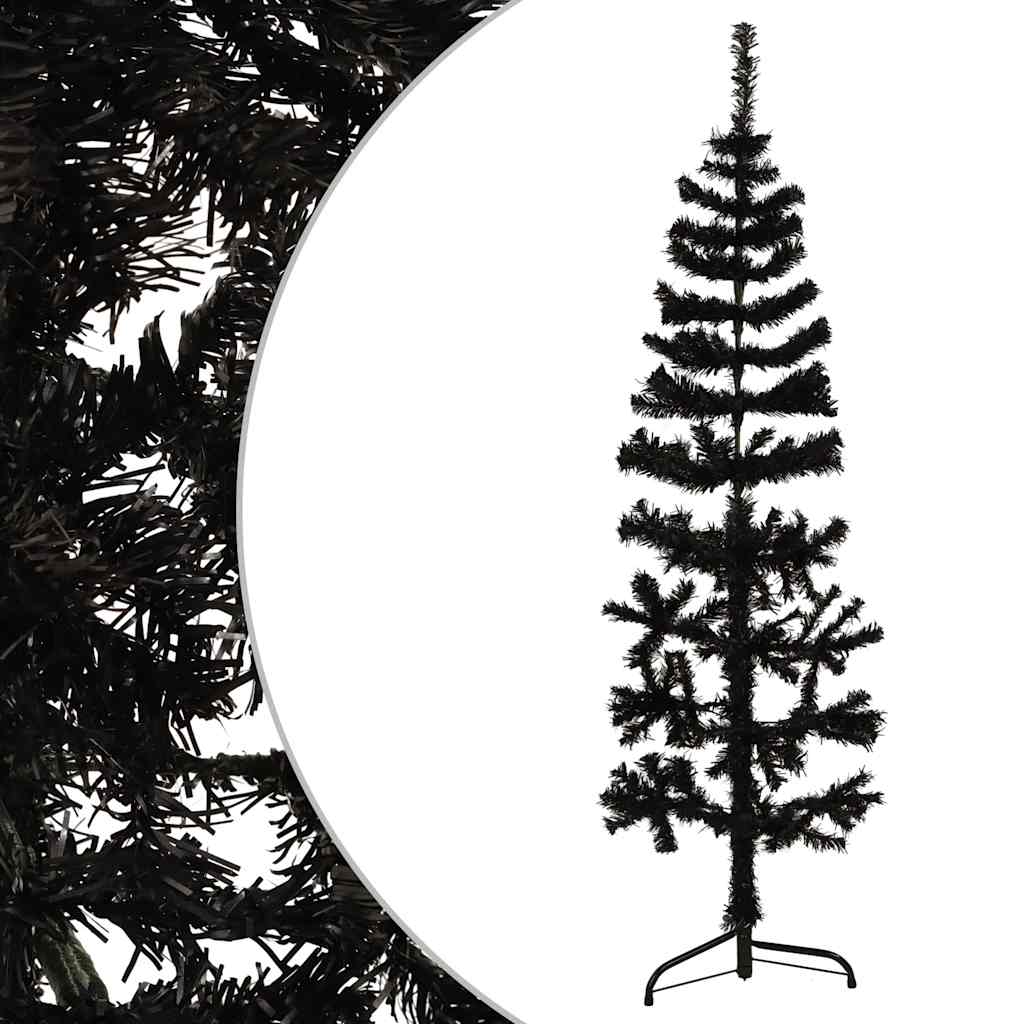 Albero Natale Artificiale Sottile a MetÃ  e Supporto Nero 150 cm