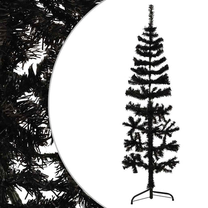 Albero Natale Artificiale Sottile a MetÃ  e Supporto Nero 150 cm