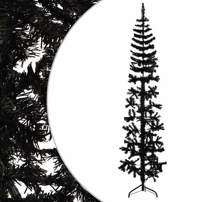 Albero Natale Artificiale Sottile a MetÃ  e Supporto Nero 180 cm