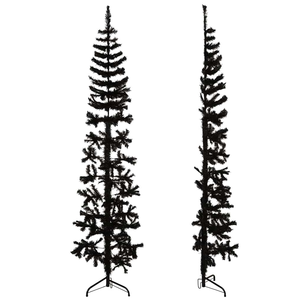 Albero Natale Artificiale Sottile a MetÃ  e Supporto Nero 180 cm