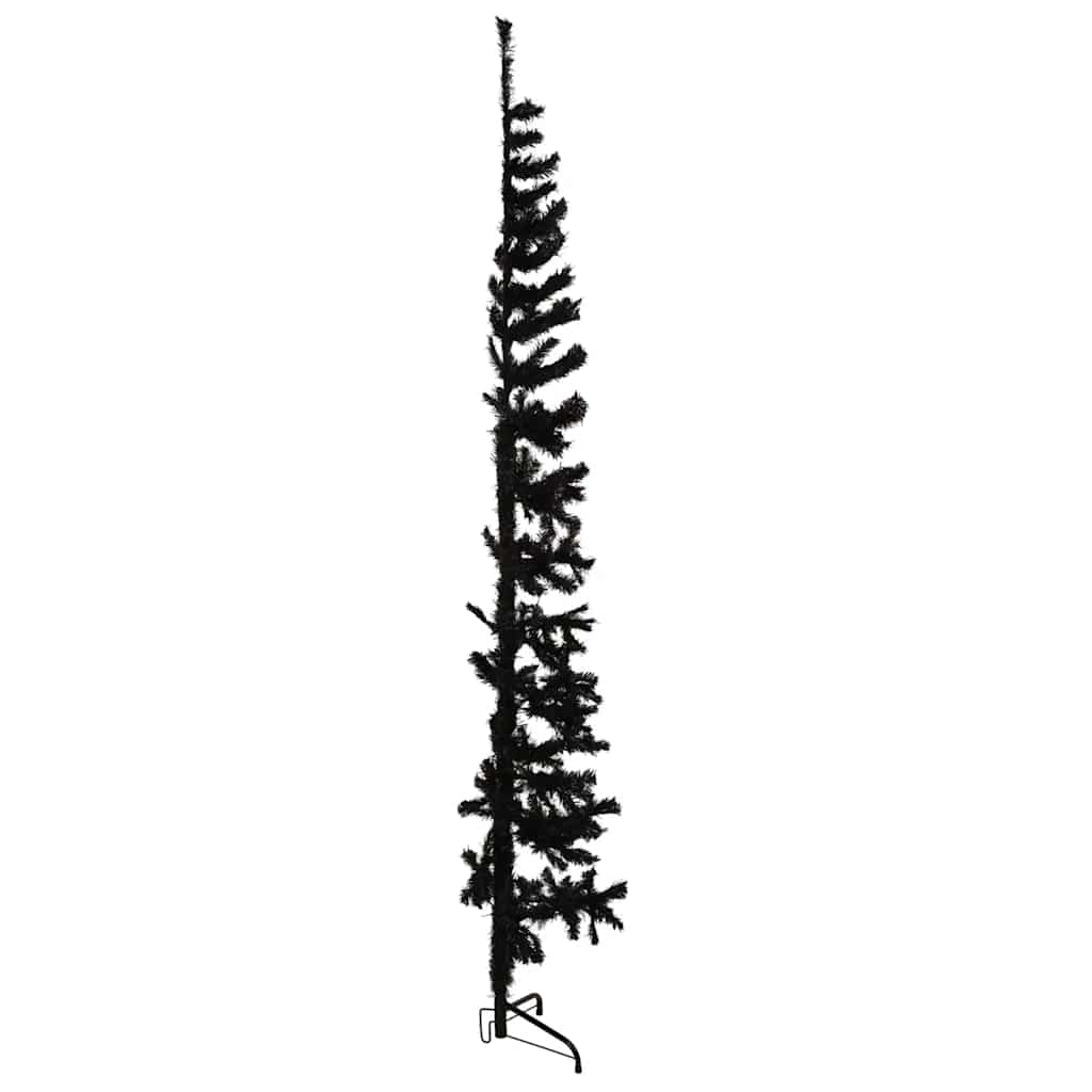 Albero Natale Artificiale Sottile a MetÃ  e Supporto Nero 210 cm