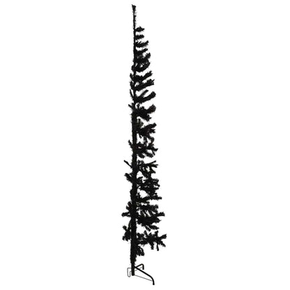 Albero Natale Artificiale Sottile a MetÃ  e Supporto Nero 210 cm