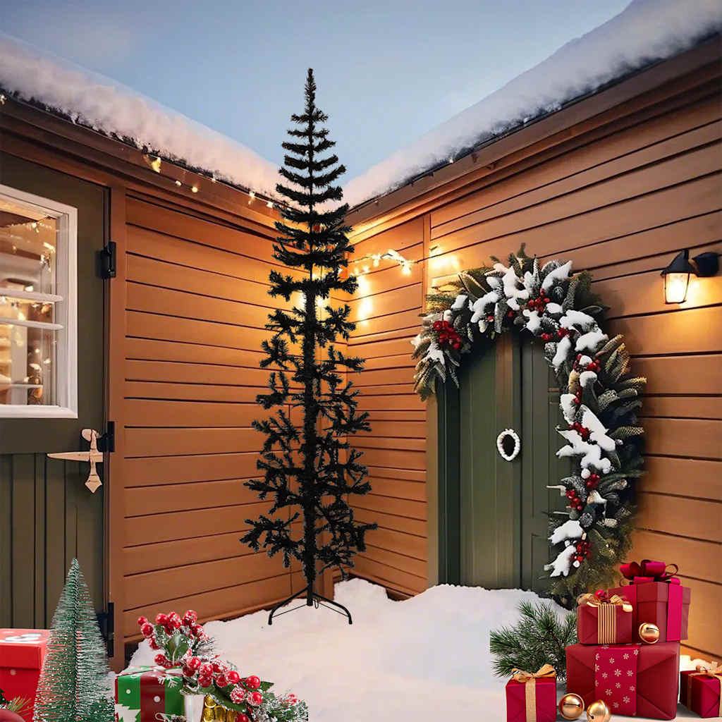 Albero Natale Artificiale Sottile a MetÃ  e Supporto Nero 240 cm