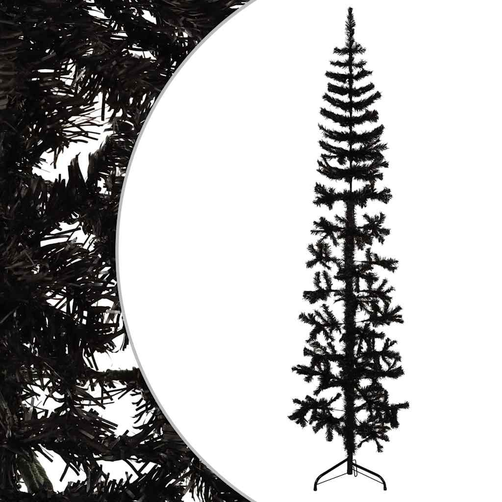 Albero Natale Artificiale Sottile a MetÃ  e Supporto Nero 240 cm