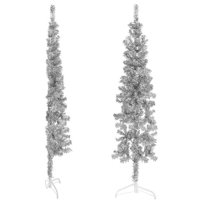 Albero Natale Artificiale Sottile a MetÃ  Supporto Argento 120cm