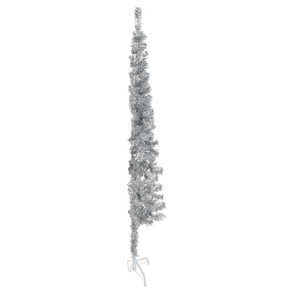 Albero Natale Artificiale Sottile a MetÃ  Supporto Argento 120cm