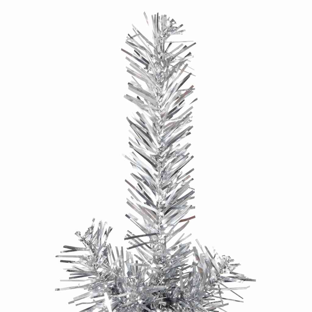 Albero Natale Artificiale Sottile a MetÃ  Supporto Argento 150cm