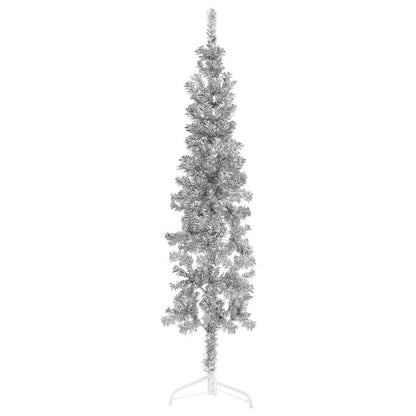 Albero Natale Artificiale Sottile a MetÃ  Supporto Argento 180cm