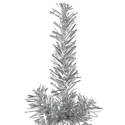 Albero Natale Artificiale Sottile a MetÃ  Supporto Argento 210cm