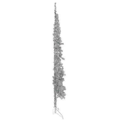 Albero Natale Artificiale Sottile a MetÃ  Supporto Argento 240cm