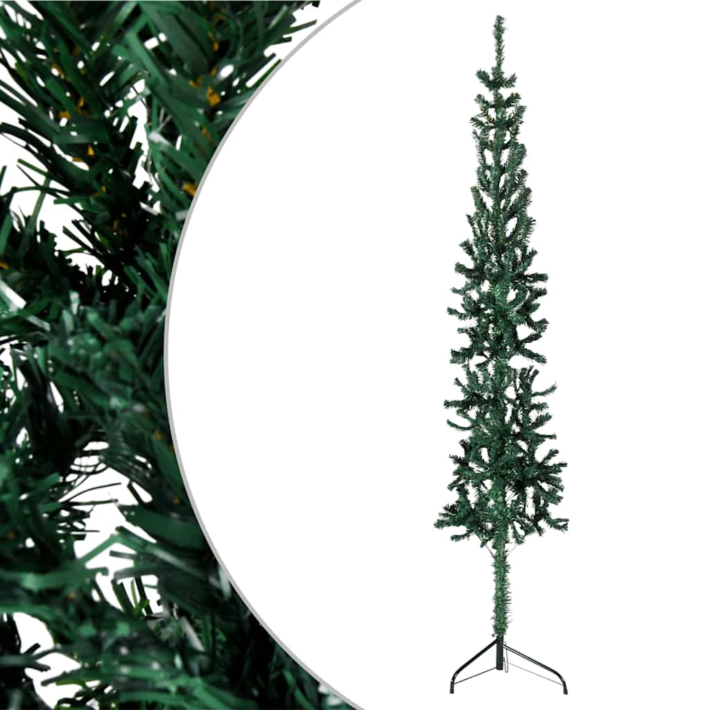 Albero Natale Artificiale Sottile a MetÃ  Supporto Verde 240 cm