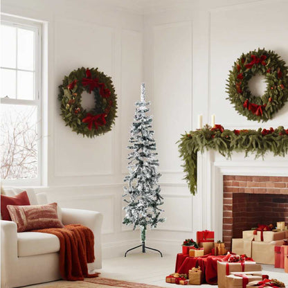 Albero Natale Artificiale Sottile a MetÃ  Neve Fioccata 150 cm