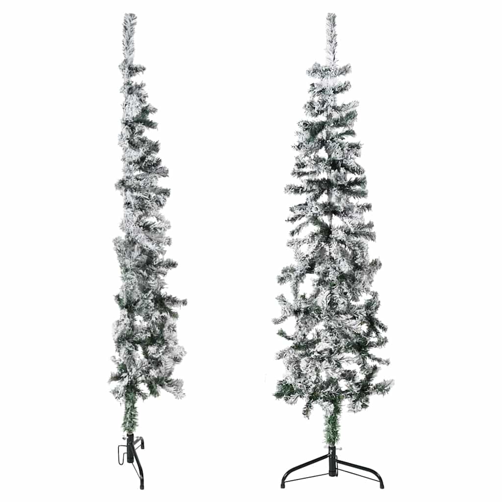 Albero Natale Artificiale Sottile a MetÃ  Neve Fioccata 150 cm