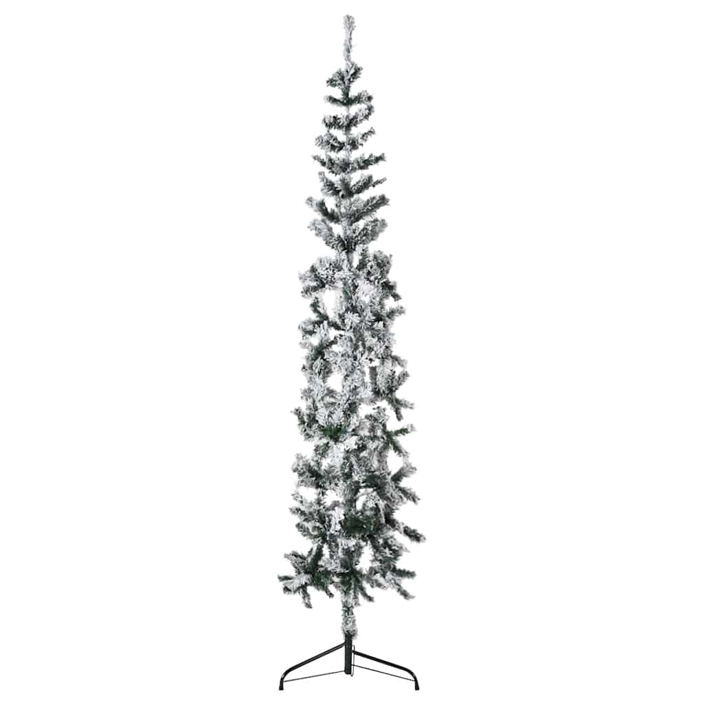 Albero Natale Artificiale Sottile a MetÃ  Neve Fioccata 180 cm