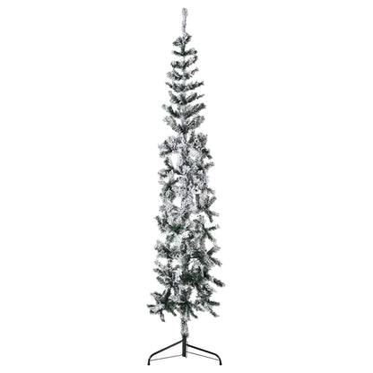 Albero Natale Artificiale Sottile a MetÃ  Neve Fioccata 180 cm