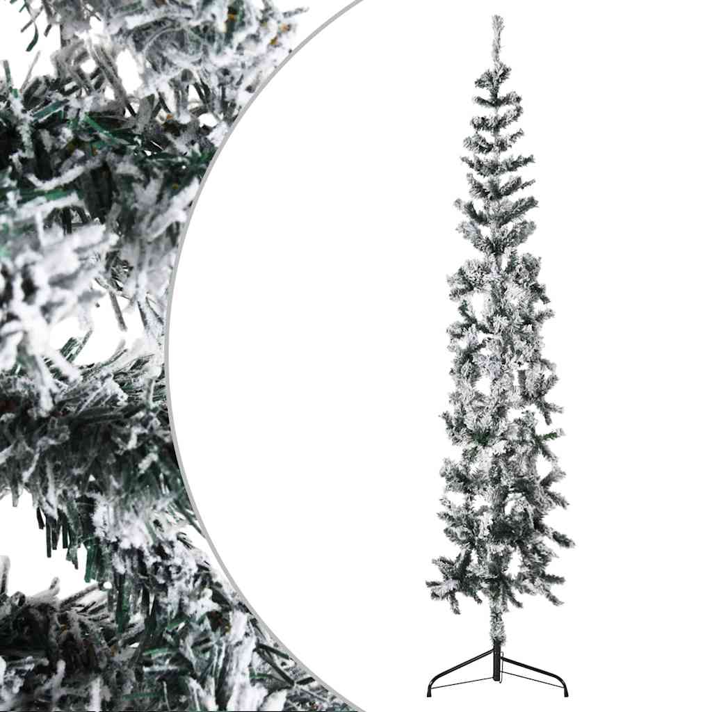 Albero Natale Artificiale Sottile a MetÃ  Neve Fioccata 180 cm