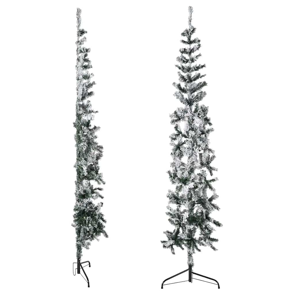 Albero Natale Artificiale Sottile a MetÃ  Neve Fioccata 210 cm