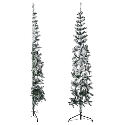 Albero Natale Artificiale Sottile a MetÃ  Neve Fioccata 210 cm