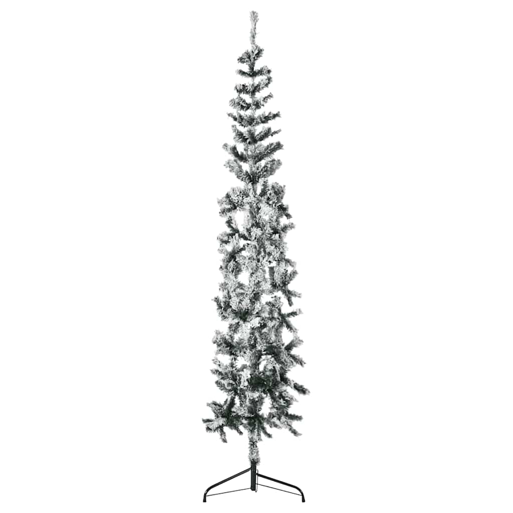 Albero Natale Artificiale Sottile a MetÃ  Neve Fioccata 240 cm