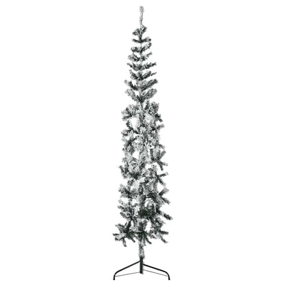 Albero Natale Artificiale Sottile a MetÃ  Neve Fioccata 240 cm