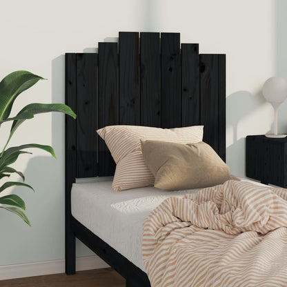 Testiera per Letto Nera 81x4x110 cm in Legno Massello di Pino