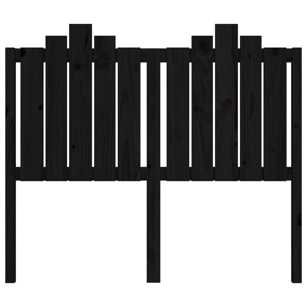 Testiera per Letto Nera 126x4x110 cm in Legno Massello di Pino